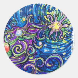Kosmische Kerstboom Ronde Sticker