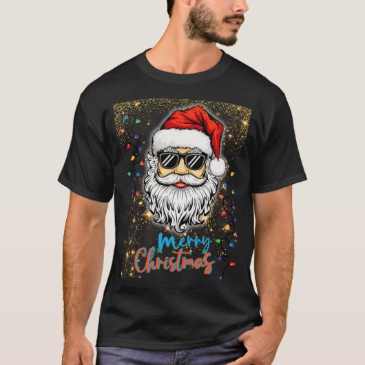 Kosmische Kerstman wenst vrolijk kerstfeest T-shirt (Voorkant)