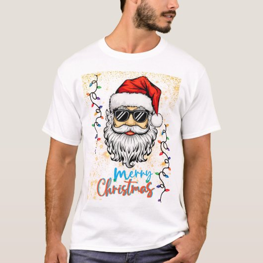 Kosmische Kerstman wenst vrolijk kerstfeest T-shirt (Voorkant)