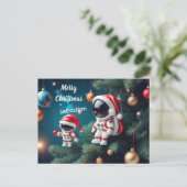 Kosmische Kerstmis Astronaut Vieren Kerstmis Feestdagenkaart (Staand voorkant)