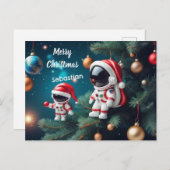 Kosmische Kerstmis Astronaut Vieren Kerstmis Feestdagenkaart (Voorkant / Achterkant)
