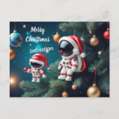 Kosmische Kerstmis Astronaut Vieren Kerstmis Feestdagenkaart (Voorkant)