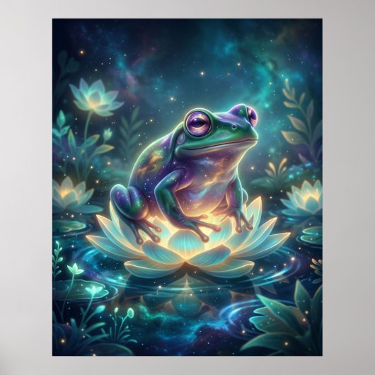 Kosmische Kikker Lichtgevende Lotus Poster (Voorkant)