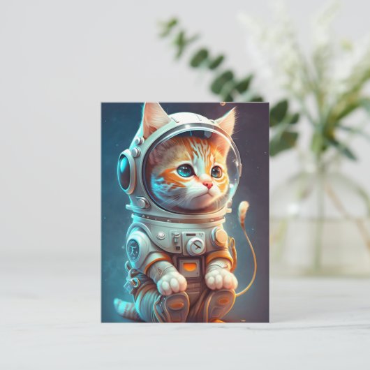 Kosmische Kitty Cat Briefkaart (Staand voorkant)