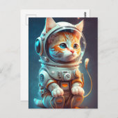 Kosmische Kitty Cat Briefkaart (Voorkant / Achterkant)