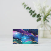 Kosmische Kleuren Faux Gold Glitter Agaat Professi Visitekaartje (Staand voorkant)