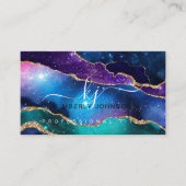 Kosmische Kleuren Faux Gold Glitter Agaat Professi Visitekaartje (Voorkant)