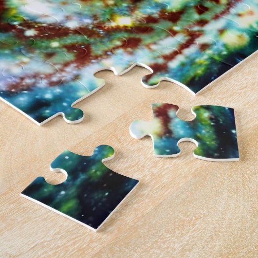 Kosmische kleurexplosie met levendig paars en blau legpuzzel (Zijkant)