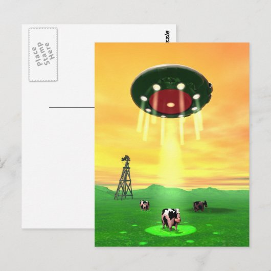 Kosmische Koe Abductie Briefkaart (Voorkant / Achterkant)
