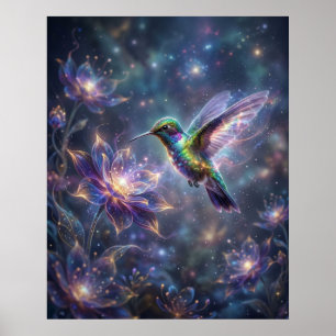 Kosmische Kolibrie Ster Bloei Poster