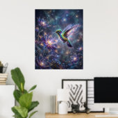 Kosmische Kolibrie Ster Bloei Poster (Thuiskantoor)