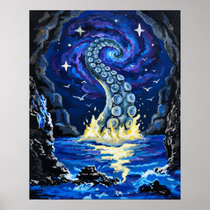 Kosmische Kraken Tentakel Oceaan Kunst Poster
