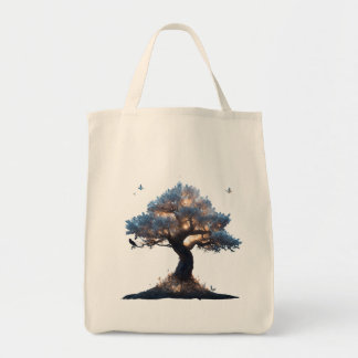 Kosmische Kristalboom Kunst – Dromerig Natuurontwe Tote Bag