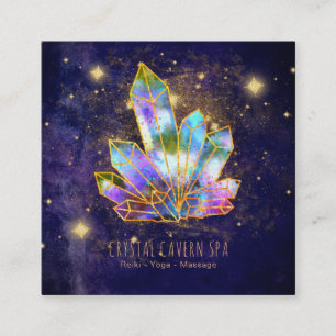 *~* kosmische kristallen Gold Glitter Stars Regenb Vierkante Visitekaartje