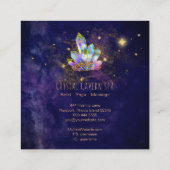 *~* kosmische kristallen Gold Glitter Stars Regenb Vierkante Visitekaartje (Achterkant)