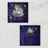 *~* kosmische kristallen Gold Glitter Stars Regenb Vierkante Visitekaartje (Voorkant / Achterkant)