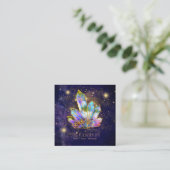 *~* kosmische kristallen Gold Glitter Stars Regenb Vierkante Visitekaartje (Staand voorkant)
