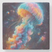 Kosmische kwal artwork stenen onderzetter (Voorkant)