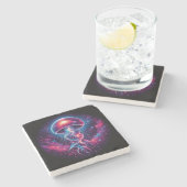 Kosmische kwal kunstwerk Galaxy Stenen Onderzetter (Zijkant)
