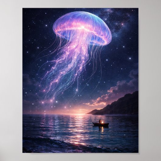 Kosmische kwal nachthemel poster (Voorkant)