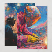 Kosmische lasser - Abstracte lassenkunstdruk Kaart (Voorkant / Achterkant)