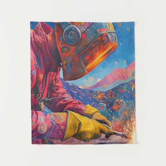 Kosmische lasser - Abstracte lassenkunstdruk Wandkleed (Voorkant)