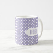 Kosmische lavender/paarse polka-punten op maat mok (Voorkant rechts)
