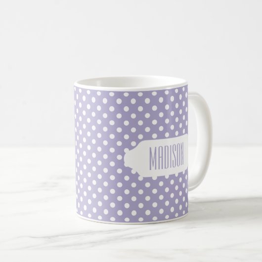 Kosmische lavender/paarse polka-punten op maat mok (Voorkant rechts)