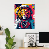 Kosmische Leeuw – Astronautenhelm Poster | Kühne R (Thuiskantoor)
