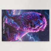 Kosmische Leeuw met Levendige Neon Kleur Legpuzzel (Horizontaal)