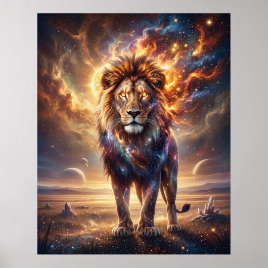 Kosmische Leeuw Stellaire Koning Poster (Voorkant)