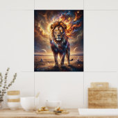 Kosmische Leeuw Stellaire Koning Poster (Keuken)