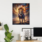 Kosmische Leeuw Stellaire Koning Poster (Thuiskantoor)