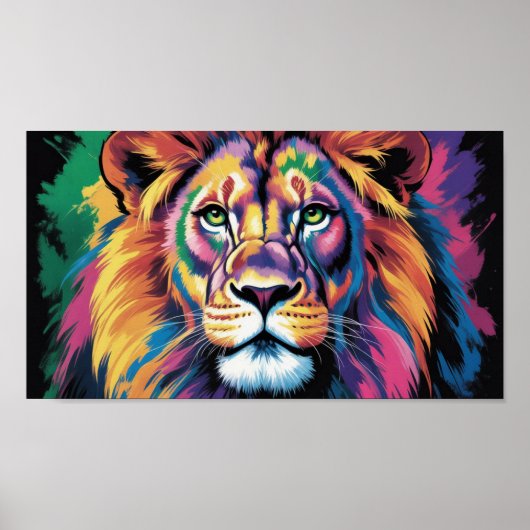 Kosmische Leeuwenkoning - Psychedelisch wildlife-m Poster (Voorkant)