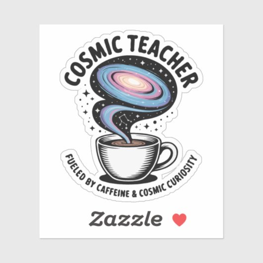Kosmische Leraar | Grappige Galaxy Koffie & Nieuws Sticker (Vel)