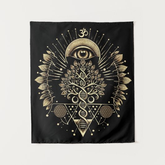 Kosmische levensboom - DNA & Heilige Geometrie Wandkleed (Voorkant)