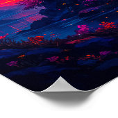Kosmische levensboom onder Galaxy Sky Fantasy Poster (Hoek)
