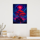 Kosmische levensboom onder Galaxy Sky Fantasy Poster (Keuken)