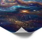 Kosmische levensboom op drijvend eiland poster (Hoek)