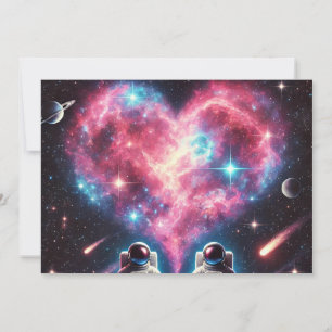 Kosmische Liefde Astronaut Uitnodigingskaart Kaart