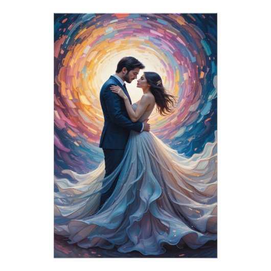 Kosmische Liefde Knuffel Levendig Paar Kunst Foto Afdruk (Voorkant)