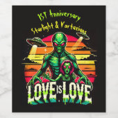 Kosmische liefde tussen twee buitenaardse wezens wijn etiket (Enkel label)