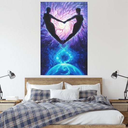Kosmische liefde zielsverwanten in het universum canvas afdruk (Insitu (Slaapkamer))