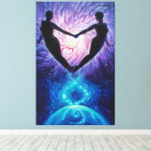 Kosmische liefde zielsverwanten in het universum canvas afdruk (Insitu (Houten vloer))