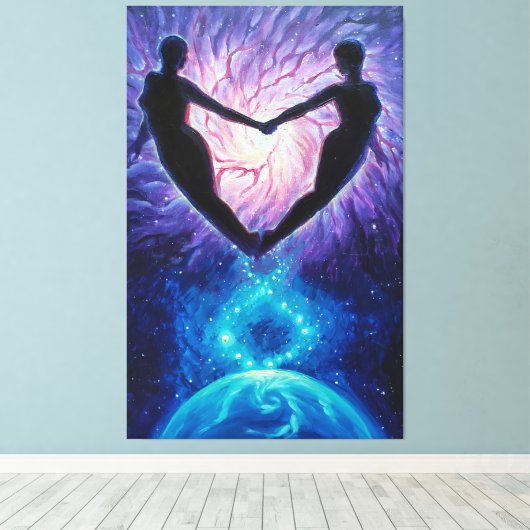 Kosmische liefde zielsverwanten in het universum canvas afdruk (Insitu (Houten vloer))