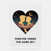 Kosmische liefdesgeschiedenis met hartliefhebbers  acryl bord (Voorkant)