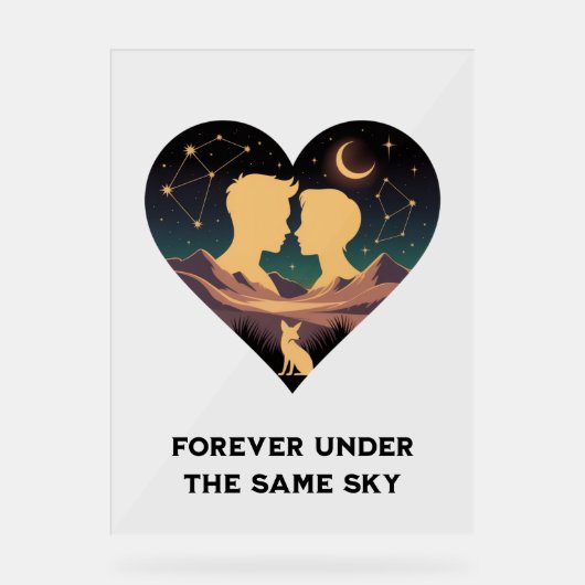 Kosmische liefdesgeschiedenis met hartliefhebbers  acryl bord (Voorkant)