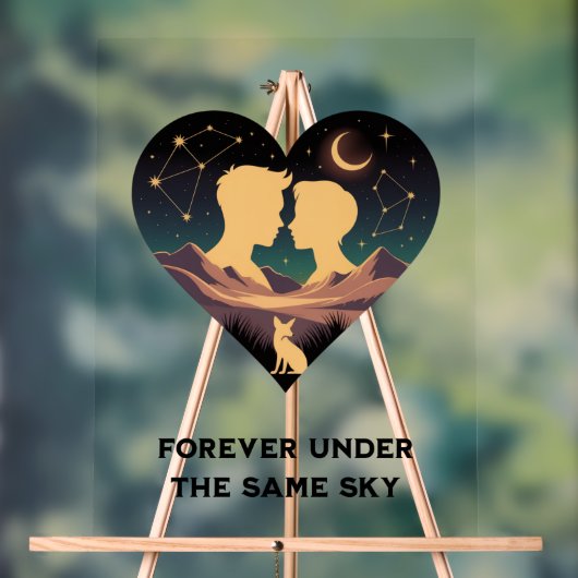 Kosmische liefdesgeschiedenis met hartliefhebbers  acryl bord (Neutraal)