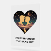 Kosmische liefdesgeschiedenis met hartliefhebbers  acryl bord (Hoek)