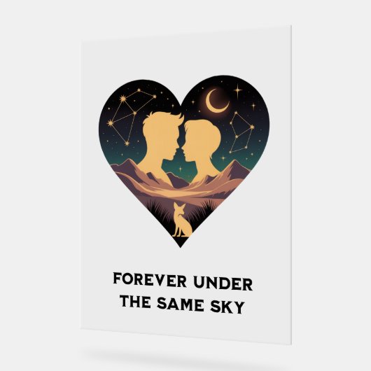 Kosmische liefdesgeschiedenis met hartliefhebbers  acryl bord (Hoek)